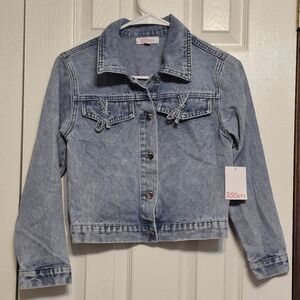 Girls Blue Denim Jacket with Bows
